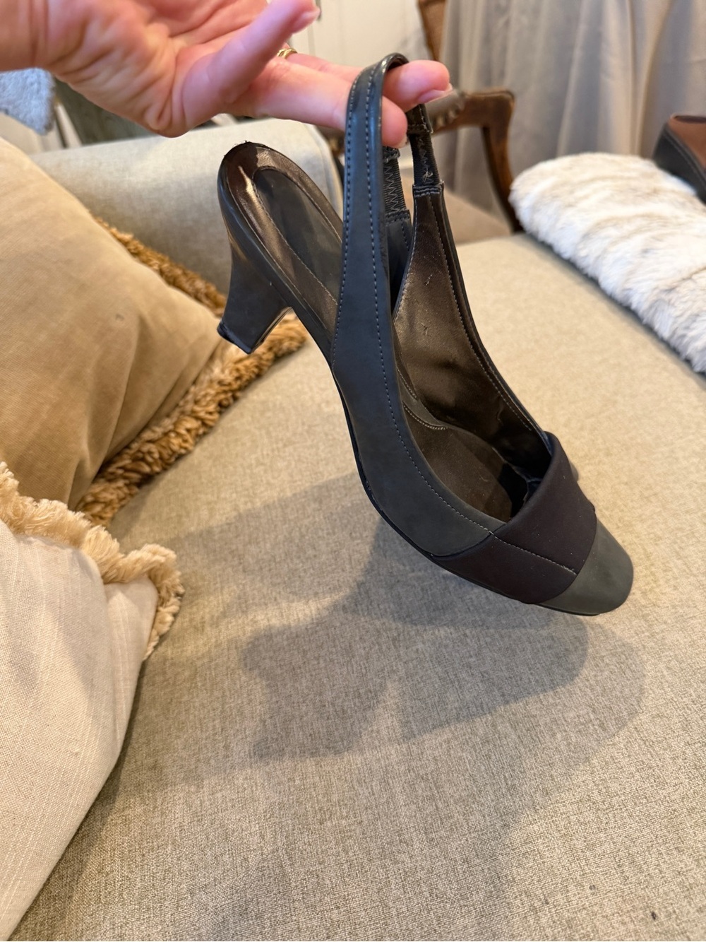 Naturalizer Black Slingback Low Heel Pumps